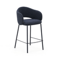 Tabouret de bar moderne en chenille marine avec mousse haute densité et dossier incurvé pour la cuisine