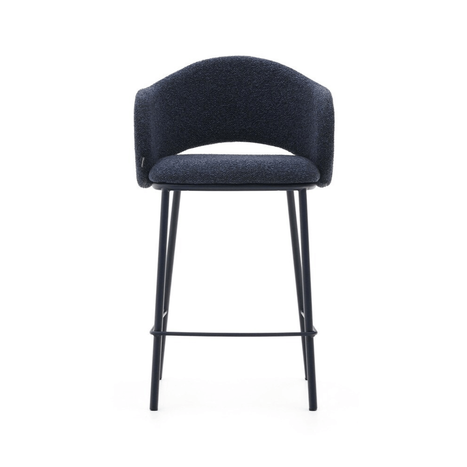 Tabouret de bar moderne en chenille marine avec mousse haute densité et dossier incurvé pour la cuisine