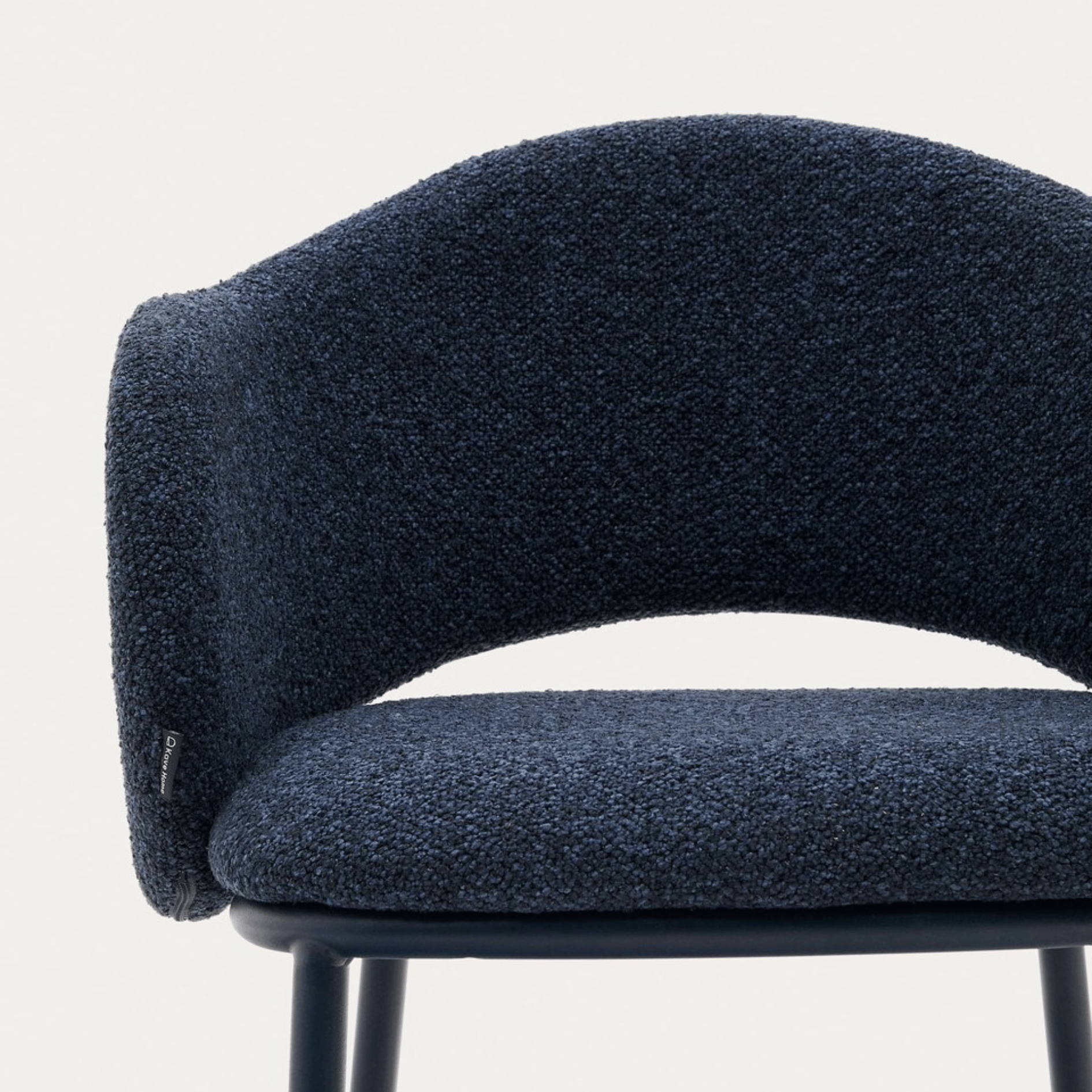 Tabouret de bar moderne en chenille marine avec mousse haute densité et dossier incurvé pour la cuisine