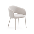 Chaise de salle à manger moderne en métal gris tourterelle avec mousse haute densité et dossier incurvé pour salle à manger