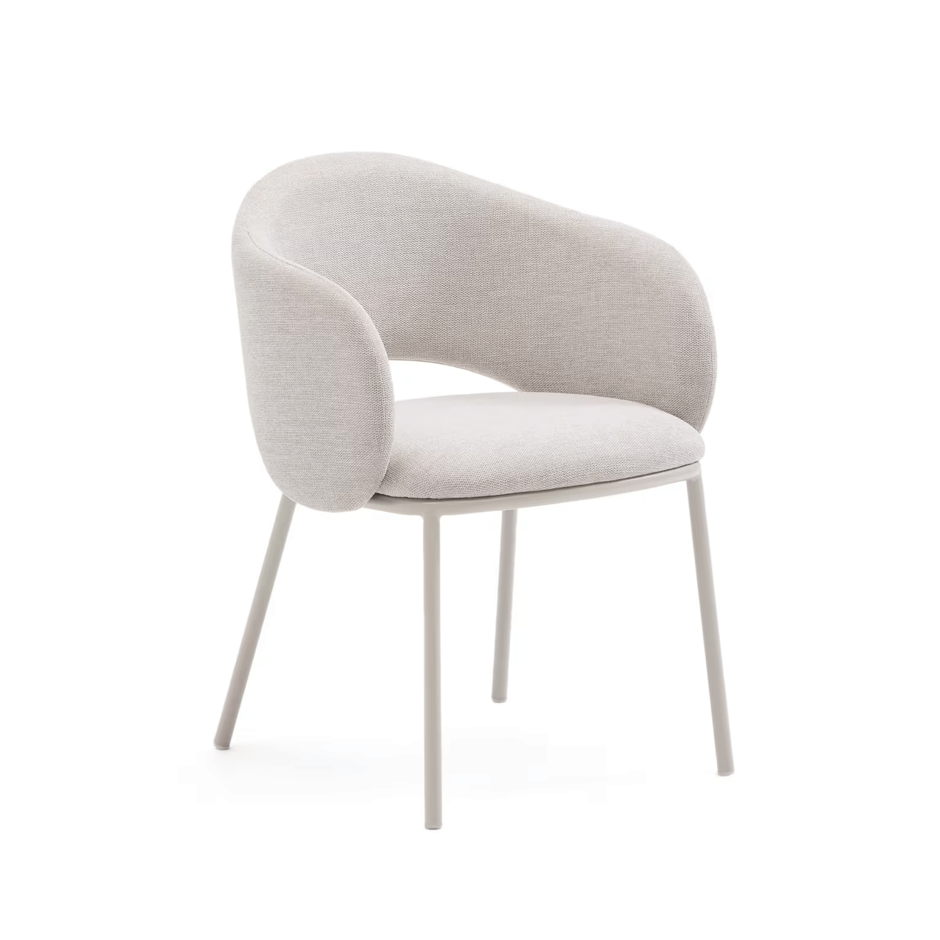 Chaise de salle à manger moderne en métal gris tourterelle avec mousse haute densité et dossier incurvé pour salle à manger