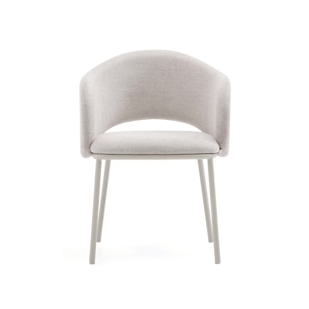 Chaise de salle à manger moderne en métal gris tourterelle avec mousse haute densité et dossier incurvé pour salle à manger