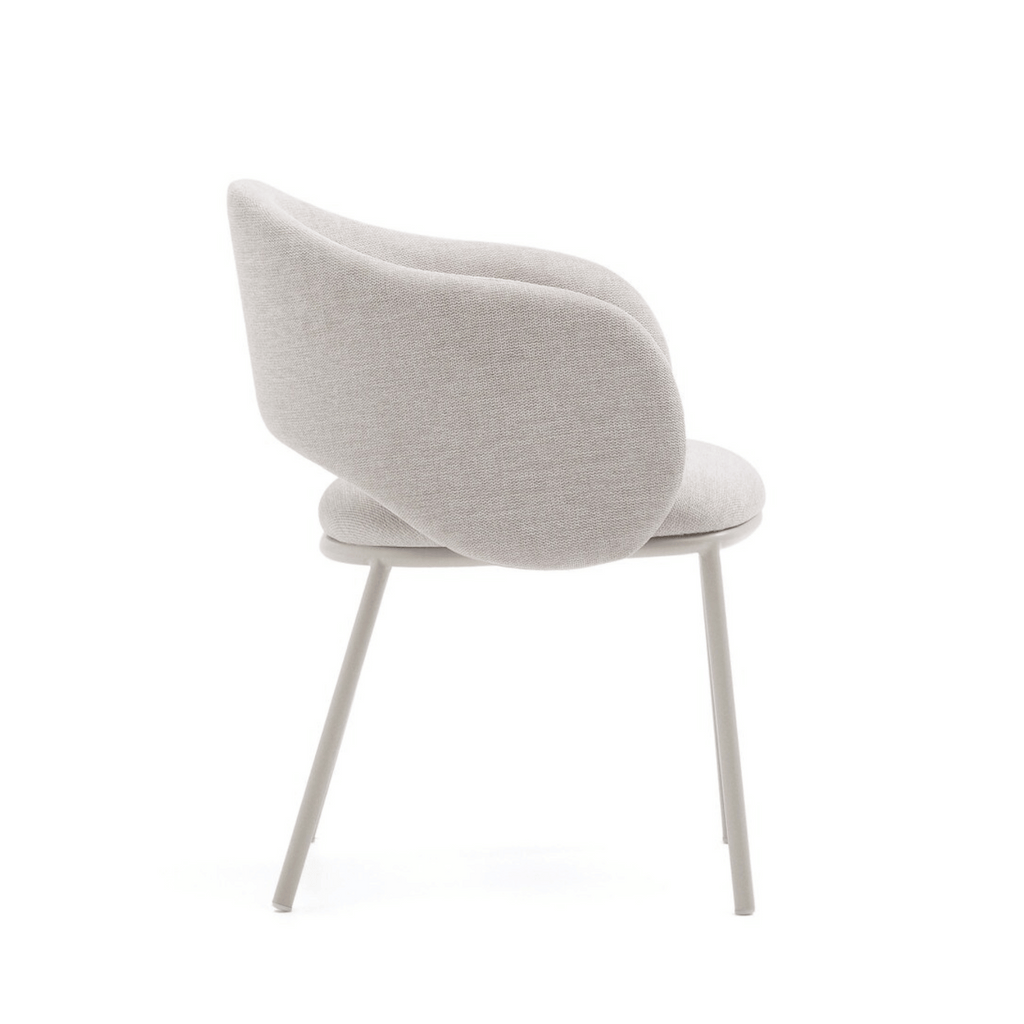 Chaise de salle à manger moderne en métal gris tourterelle avec mousse haute densité et dossier incurvé pour salle à manger