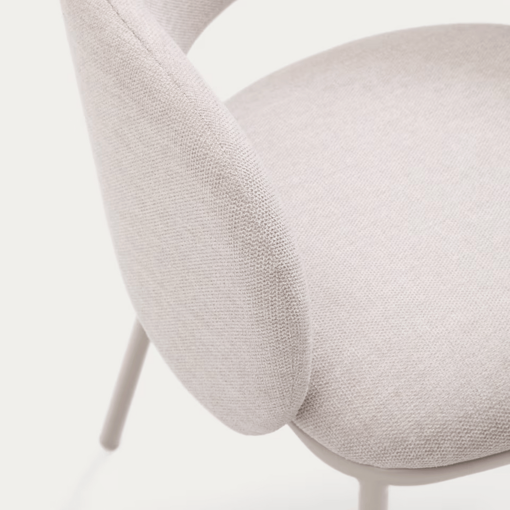 Chaise de salle à manger moderne en métal gris tourterelle avec mousse haute densité et dossier incurvé pour salle à manger
