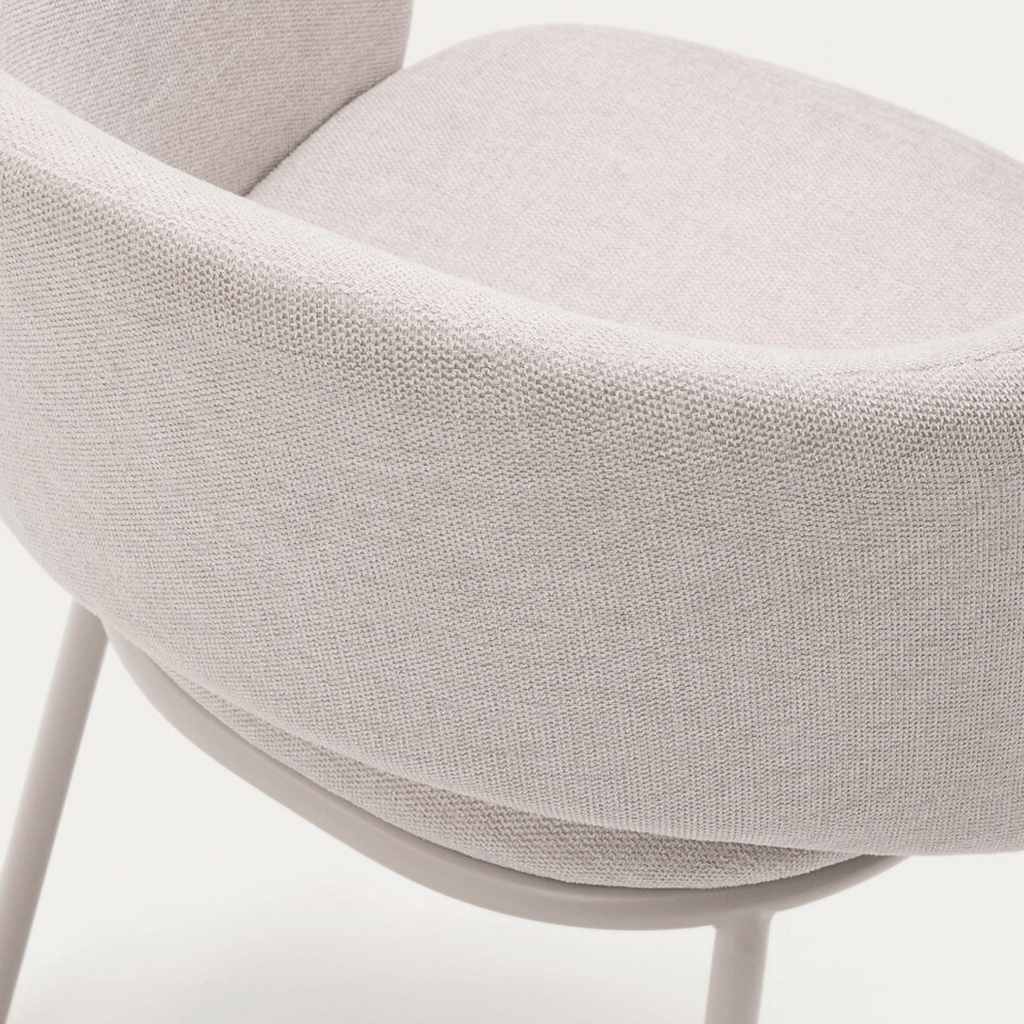 Chaise de salle à manger moderne en métal gris tourterelle avec mousse haute densité et dossier incurvé pour salle à manger