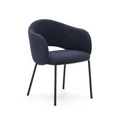 Chaise de salle à manger moderne en chenille bleu marine avec mousse haute densité et dossier incurvé pour la salle à manger