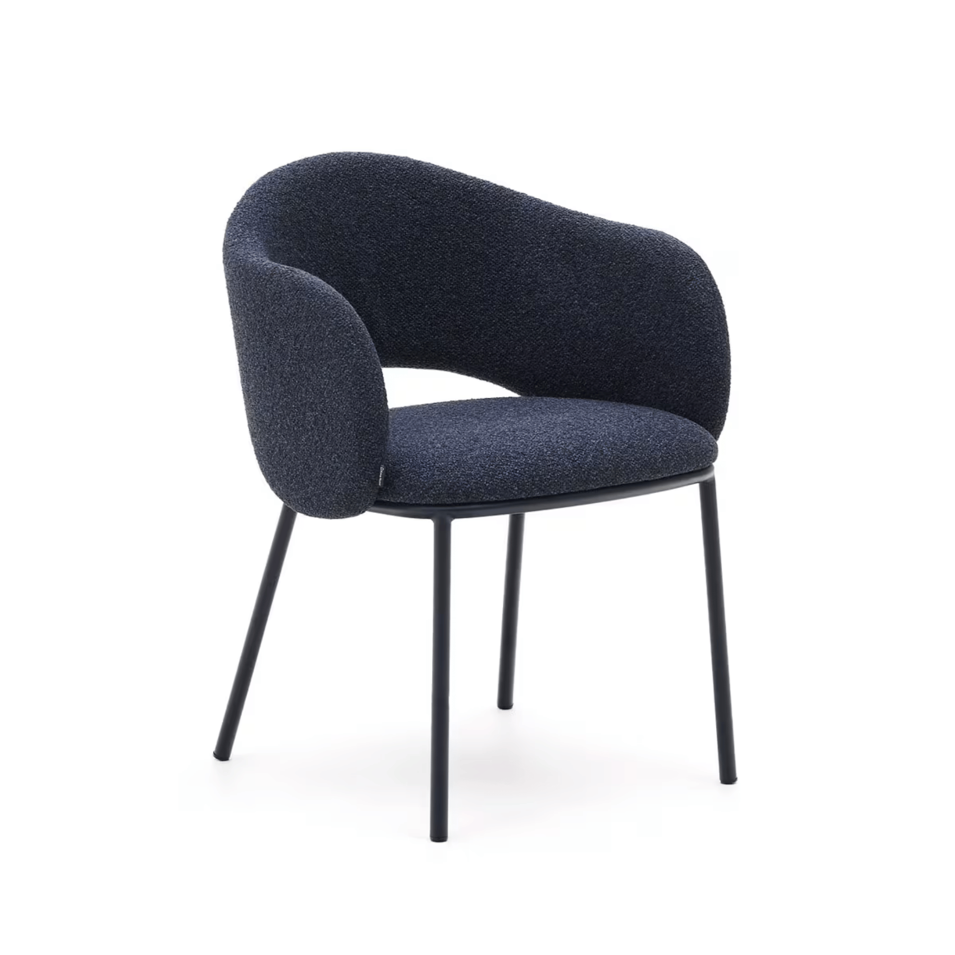Chaise de salle à manger moderne en chenille bleu marine avec mousse haute densité et dossier incurvé pour la salle à manger