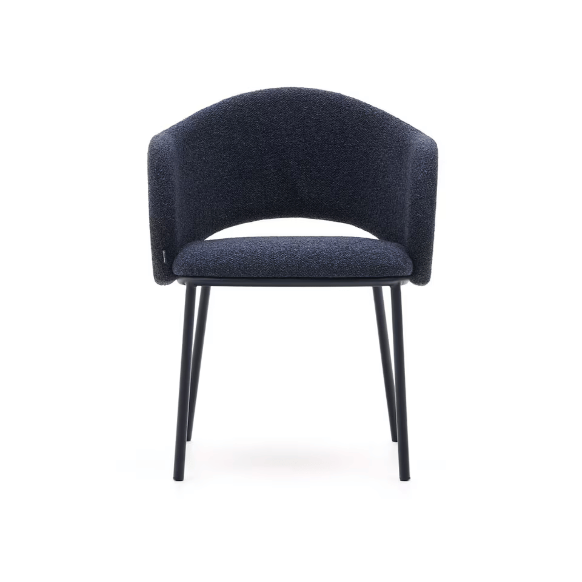 Chaise de salle à manger moderne en chenille bleu marine avec mousse haute densité et dossier incurvé pour la salle à manger