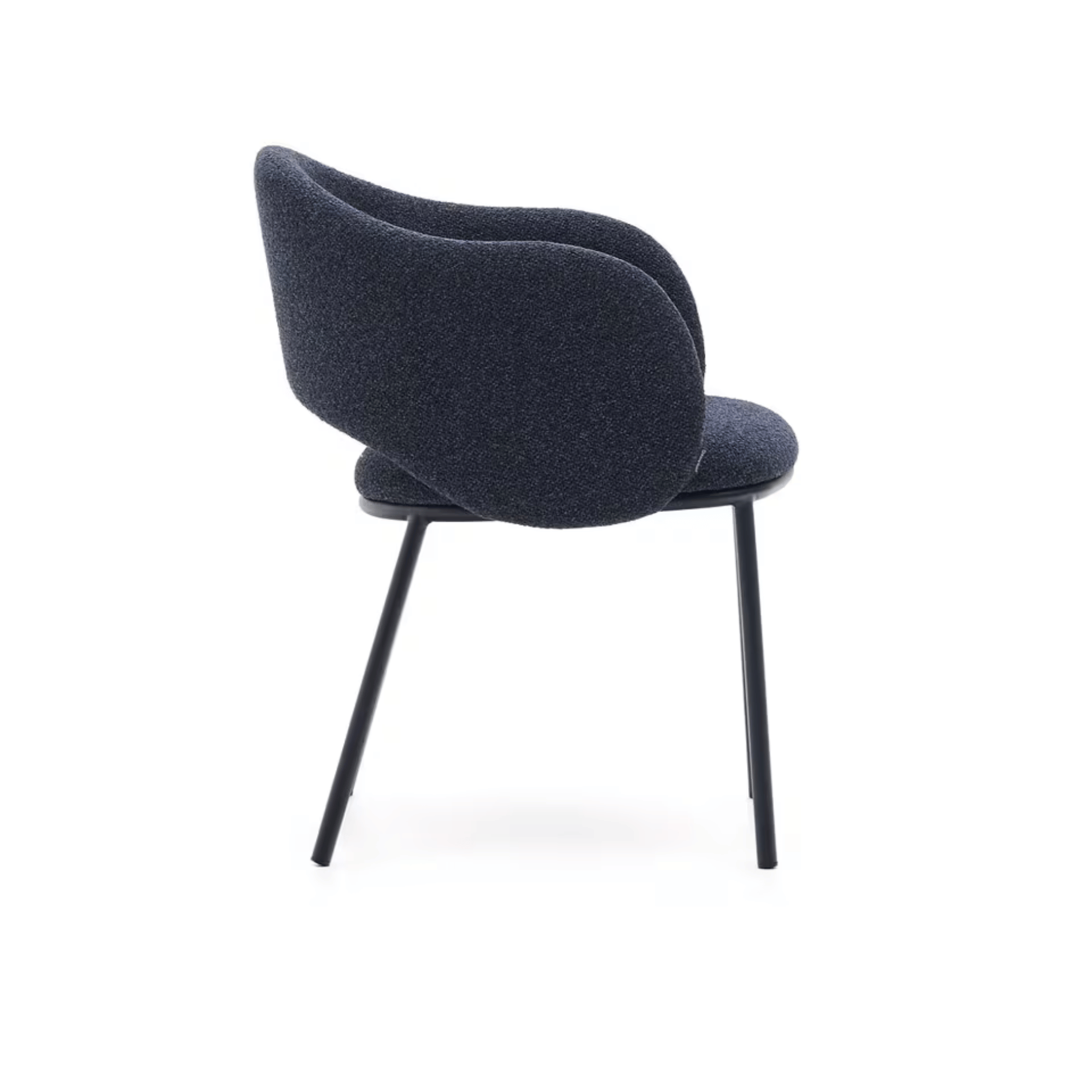 Chaise de salle à manger moderne en chenille bleu marine avec mousse haute densité et dossier incurvé pour la salle à manger