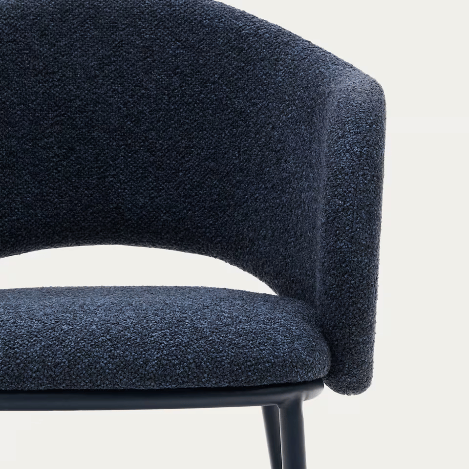 Chaise de salle à manger moderne en chenille bleu marine avec mousse haute densité et dossier incurvé pour la salle à manger