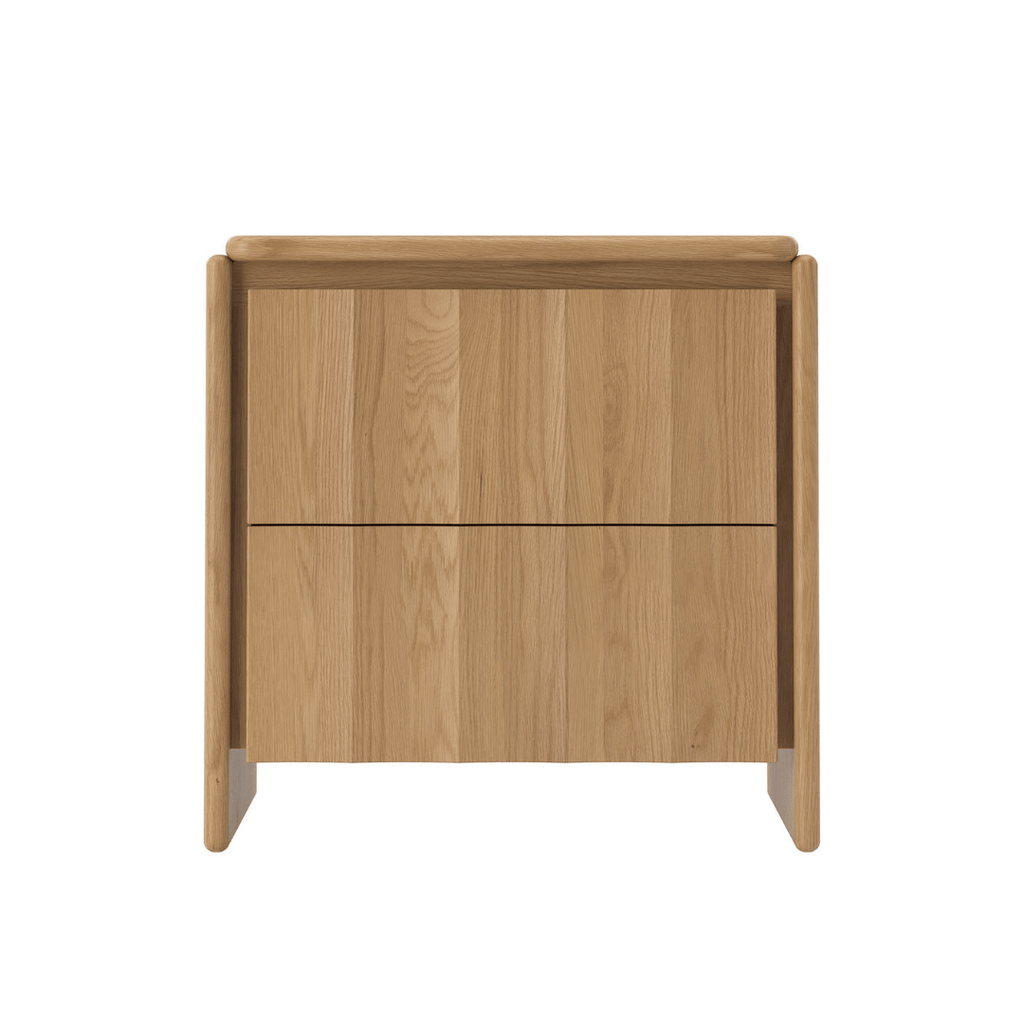 Table de chevet en chêne naturel avec fermeture amortie pour chambre à coucher