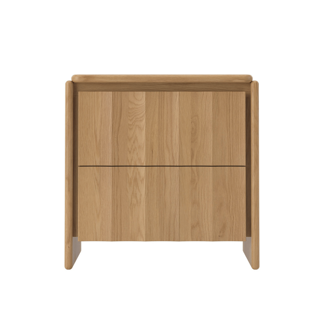 Table de chevet en chêne naturel avec fermeture amortie pour chambre à coucher
