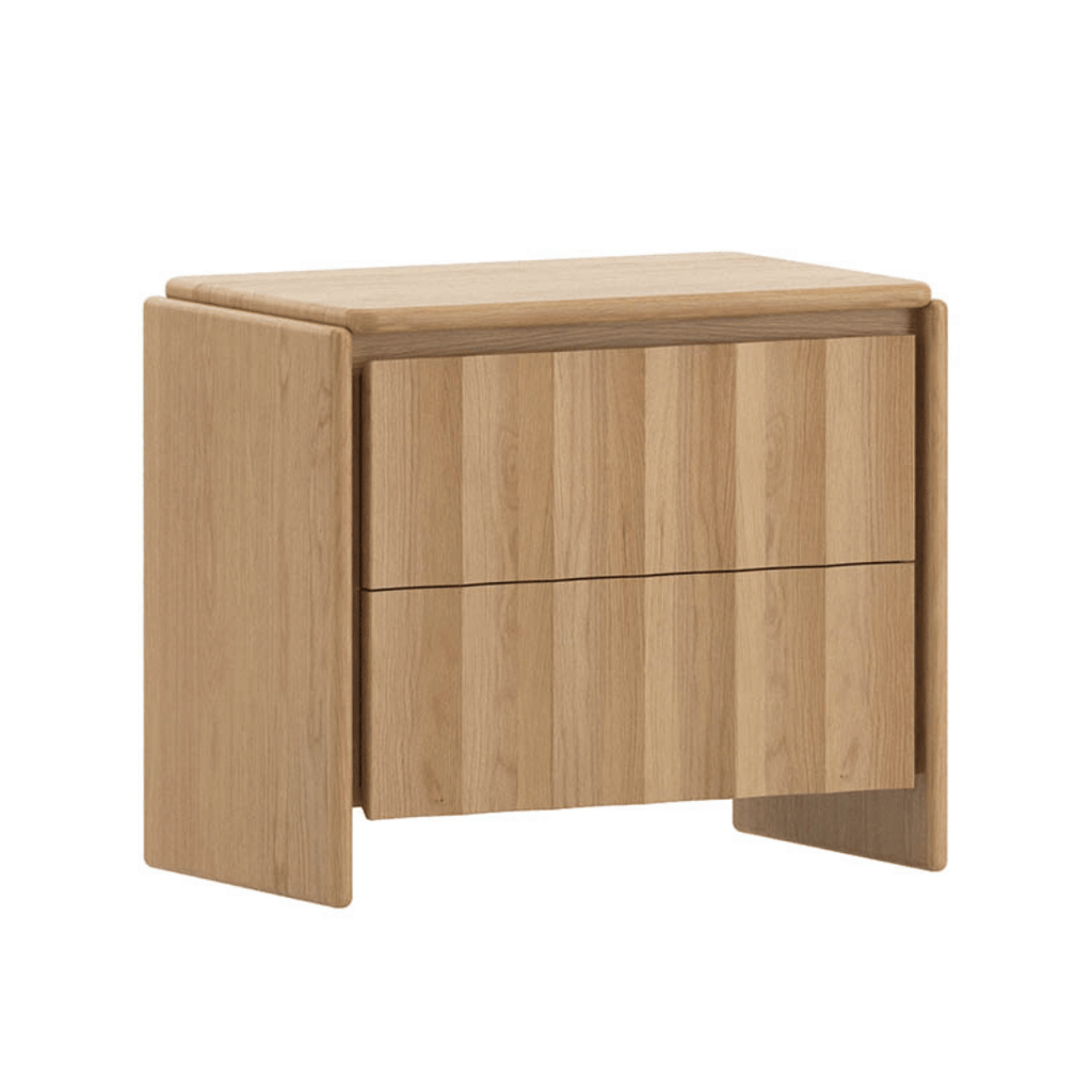 Table de chevet en chêne naturel avec fermeture amortie pour chambre à coucher