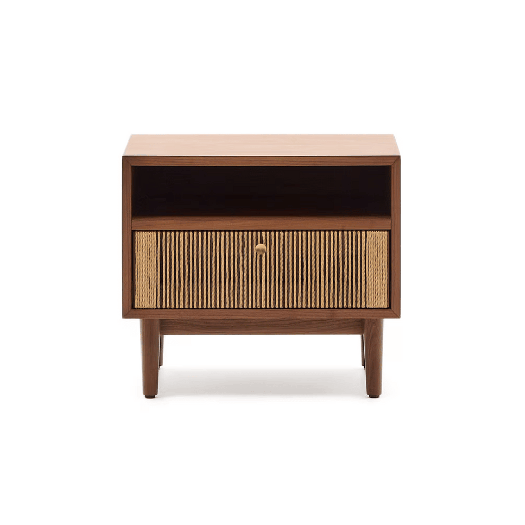 Table de chevet en noyer naturel de style Mid-Century pour chambre à coucher