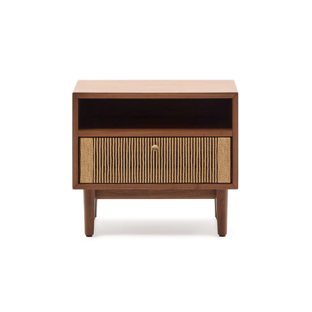 Table de chevet en noyer naturel de style Mid-Century pour chambre à coucher