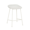 Tabouret de bar mi-siècle en bouclette blanc avec dossier incurvé pour cuisine