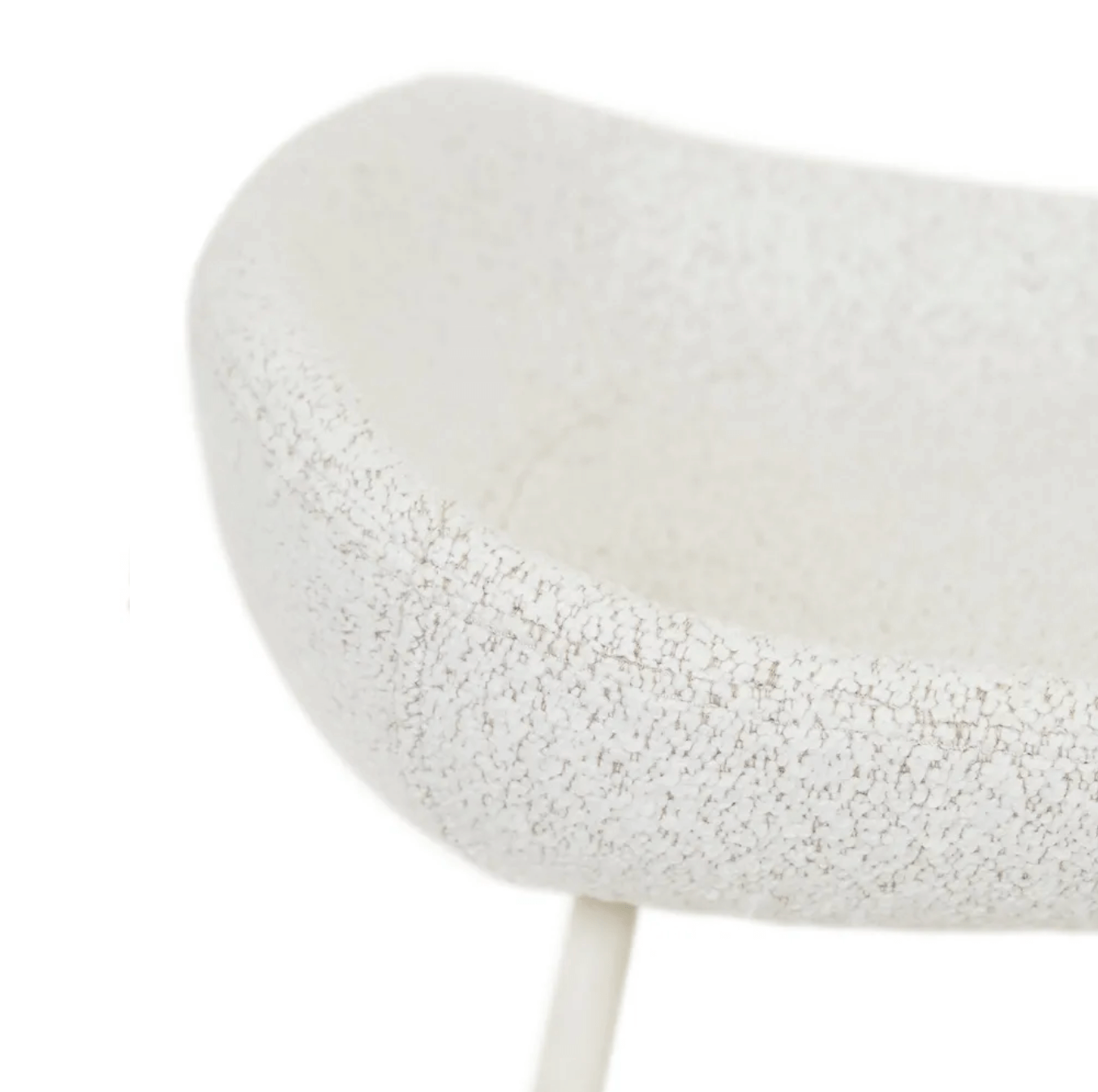 Tabouret de bar mi-siècle en bouclette blanc avec dossier incurvé pour cuisine