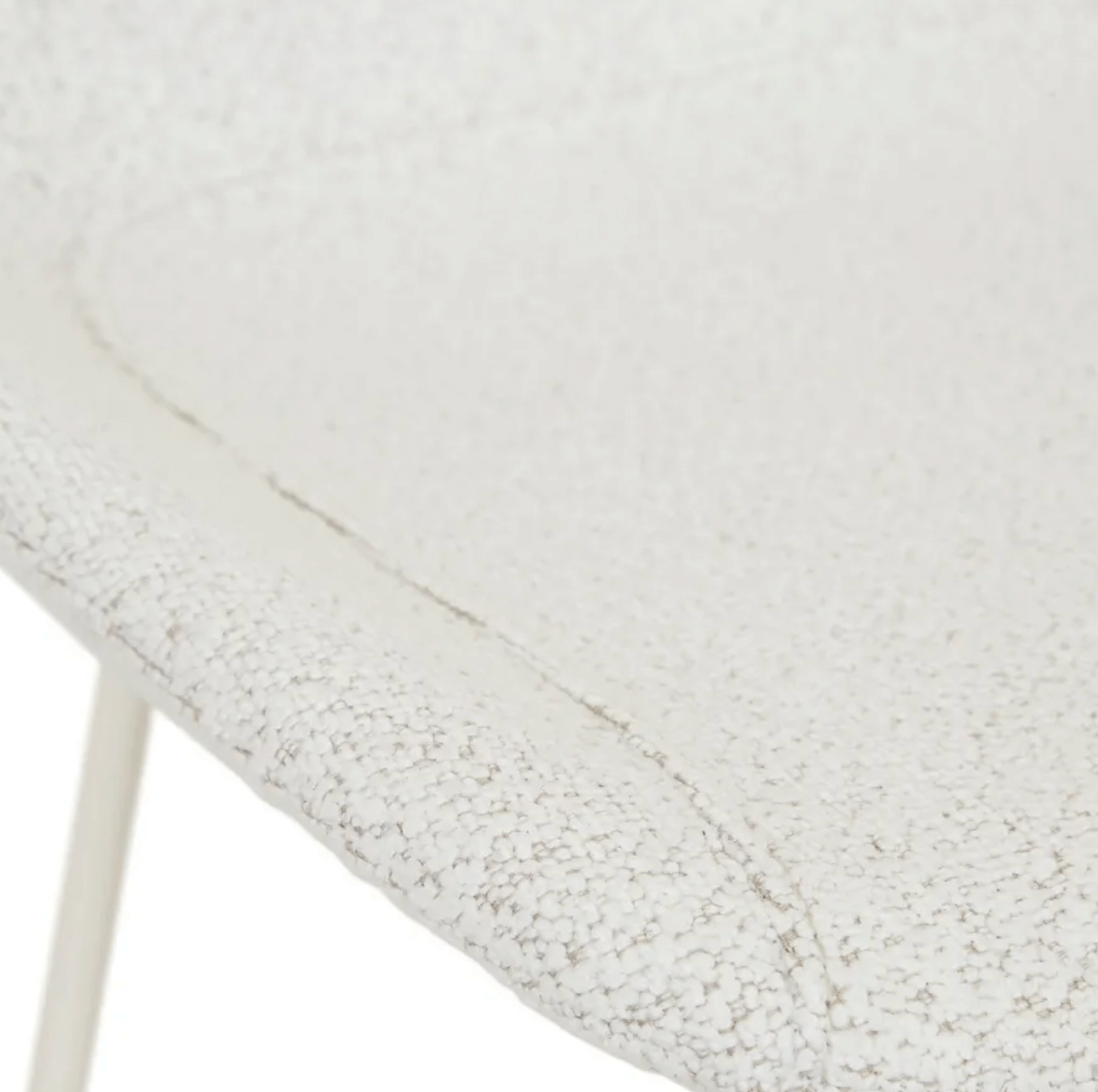 Tabouret de bar mi-siècle en bouclette blanc avec dossier incurvé pour cuisine