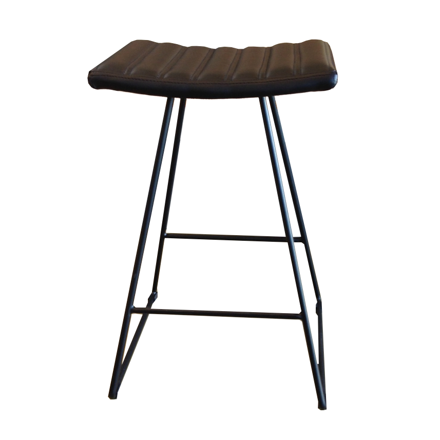 Tabouret de bar en similicuir noir avec assise rembourrée pour cuisine
