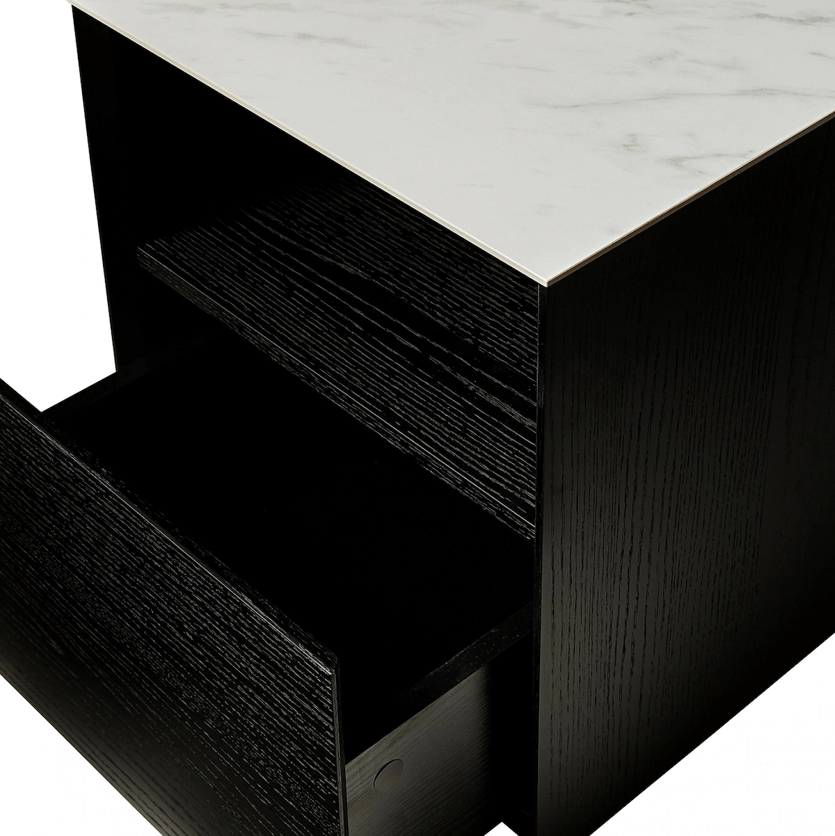 Table de chevet moderne en marbre et chêne noir pour chambre à coucher