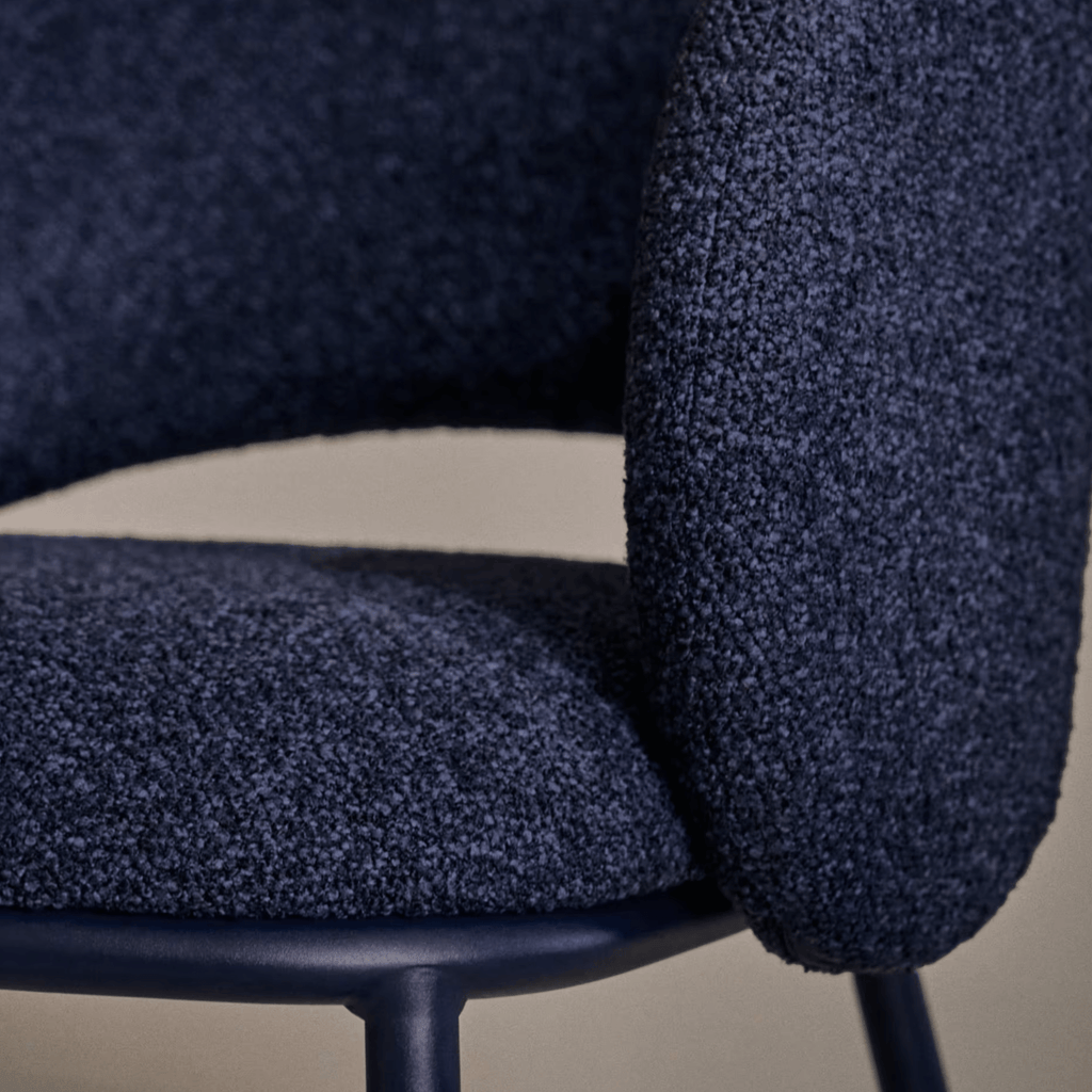 Chaise de salle à manger moderne en chenille bleu marine avec mousse haute densité et dossier incurvé pour la salle à manger