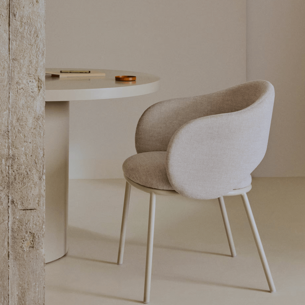 Chaise de salle à manger moderne en métal gris tourterelle avec mousse haute densité et dossier incurvé pour salle à manger