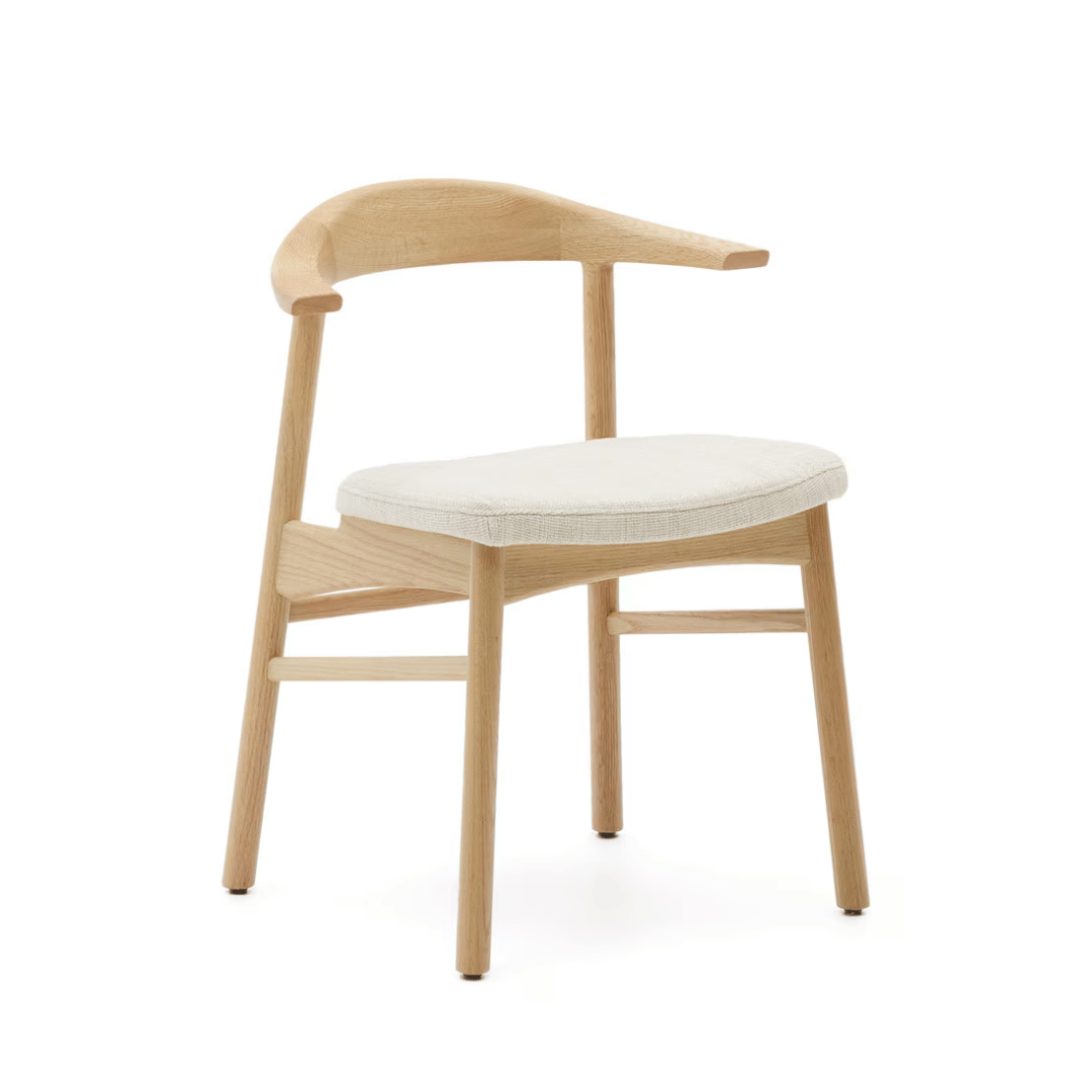 Chaise de salle à manger en chêne naturel à dossier incurvé