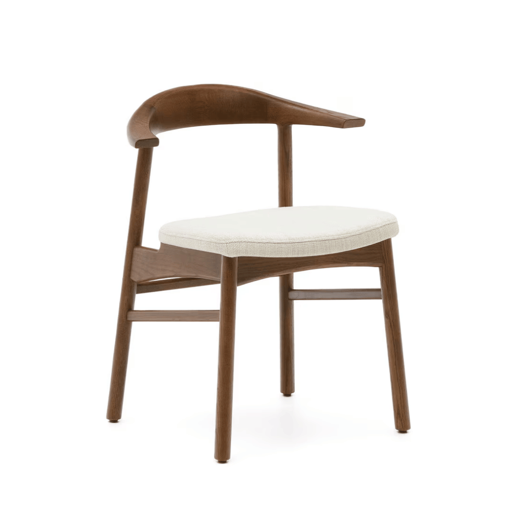 Chaise de salle à manger en noyer marron avec dossier incurvé