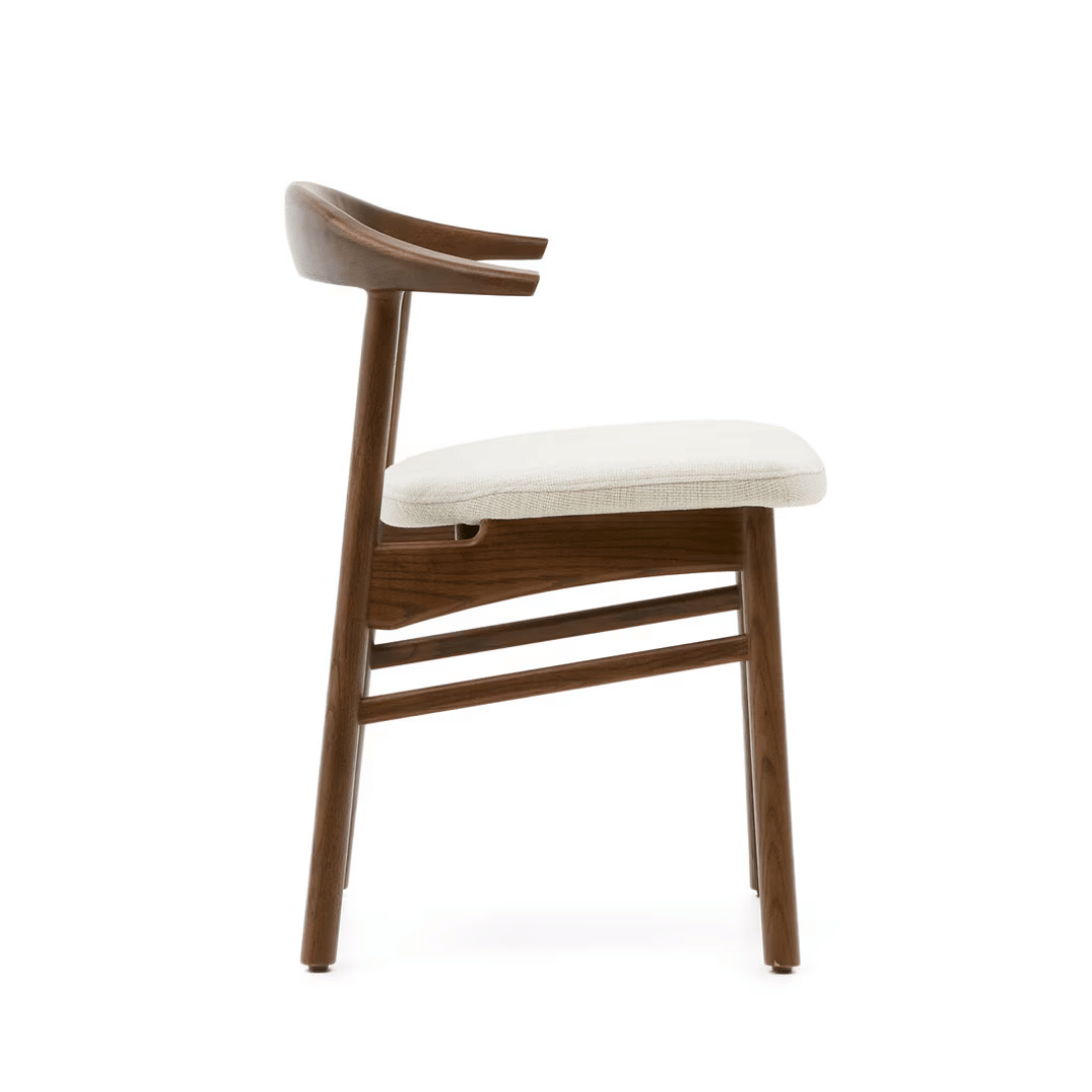 Chaise de salle à manger en noyer marron avec dossier incurvé