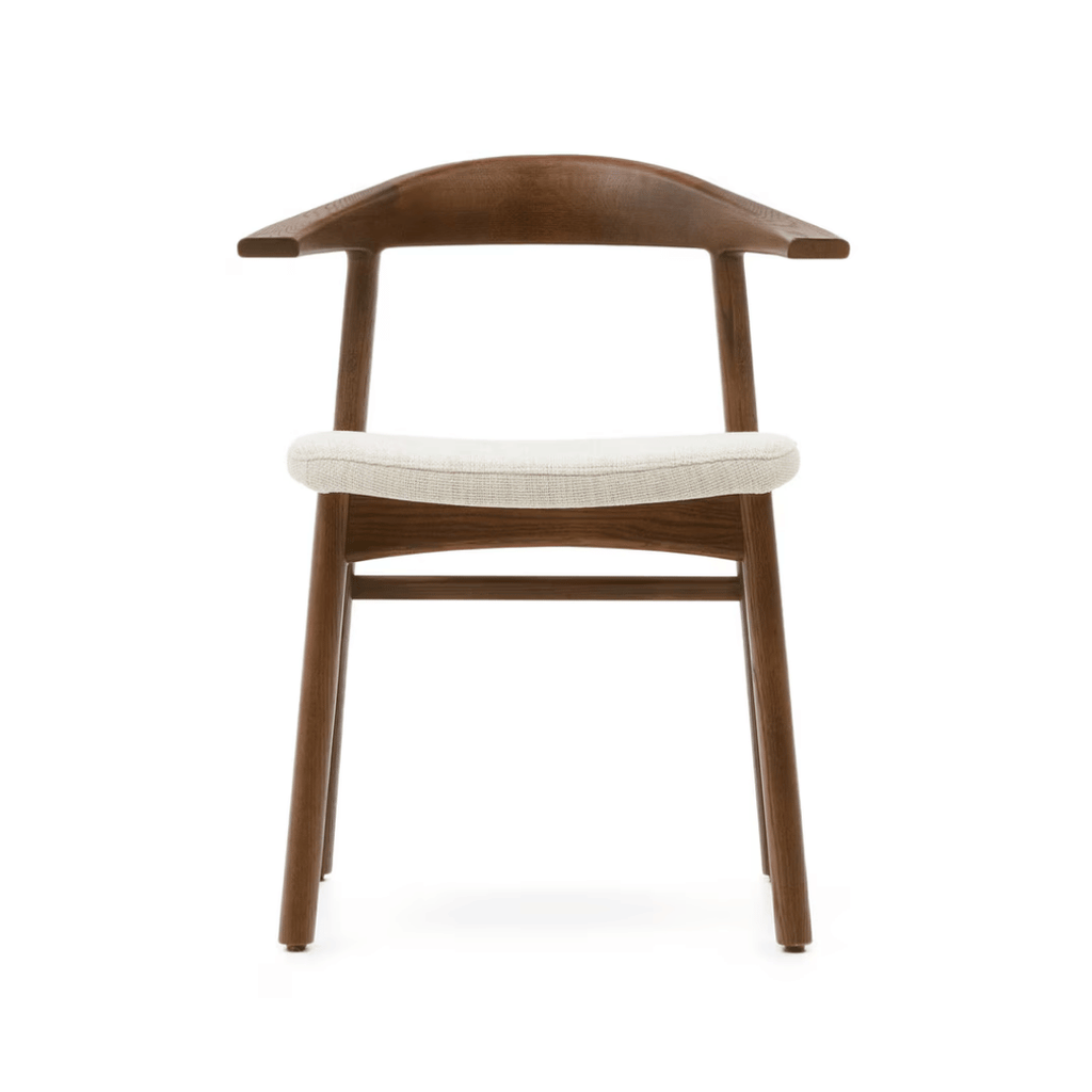 Chaise de salle à manger en noyer marron avec dossier incurvé