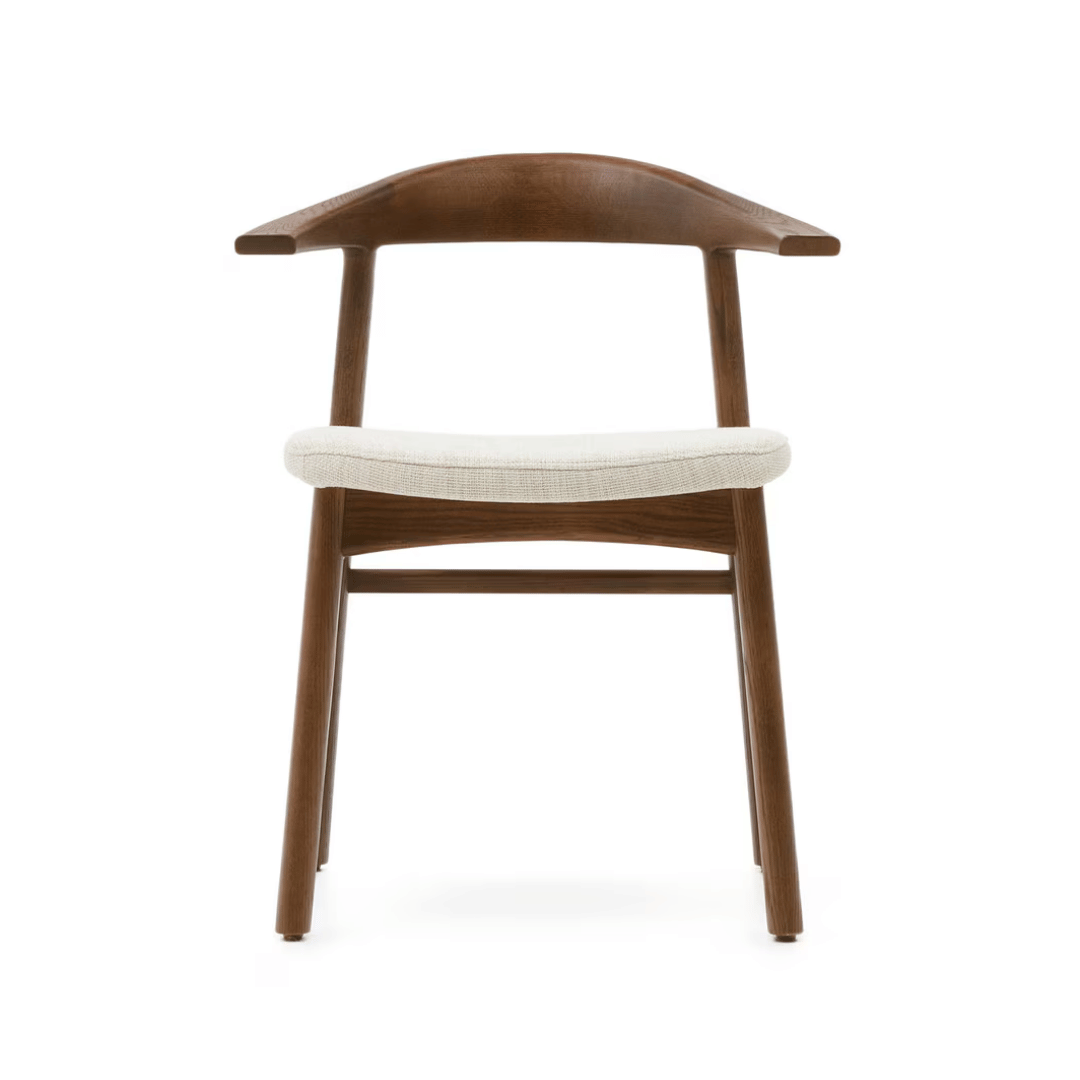 Chaise de salle à manger en noyer marron avec dossier incurvé