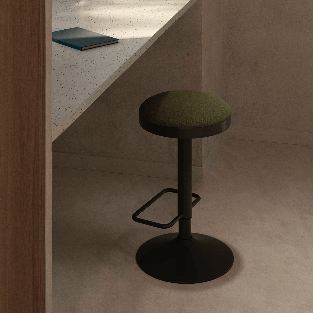 Tabouret de bar vert avec revêtement en tissu pour cuisine