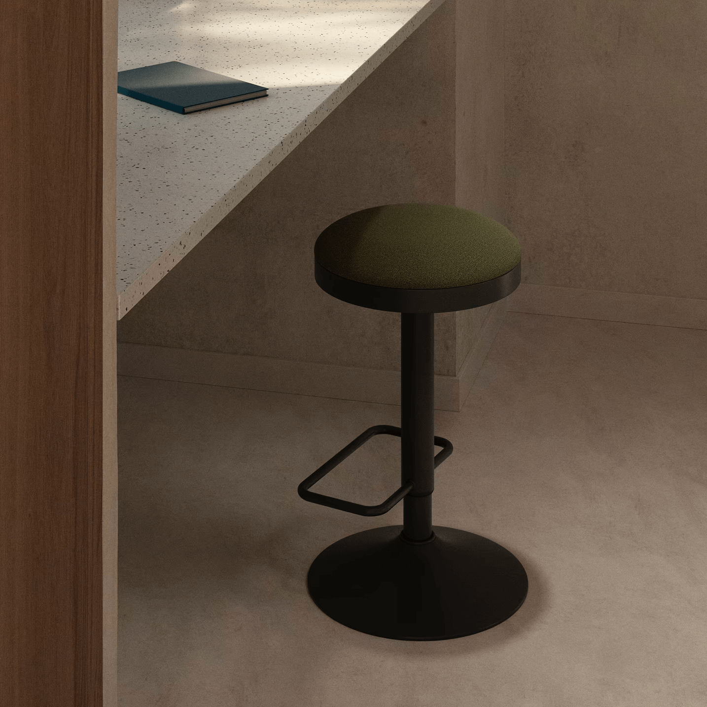 Tabouret de bar vert avec revêtement en tissu pour cuisine