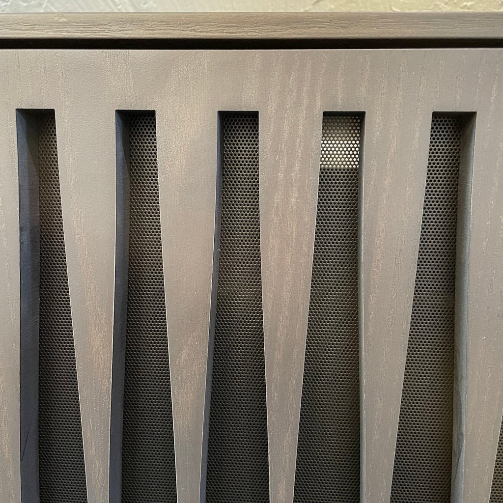 Meuble TV en frêne anthracite de style Mid-Century pour salon