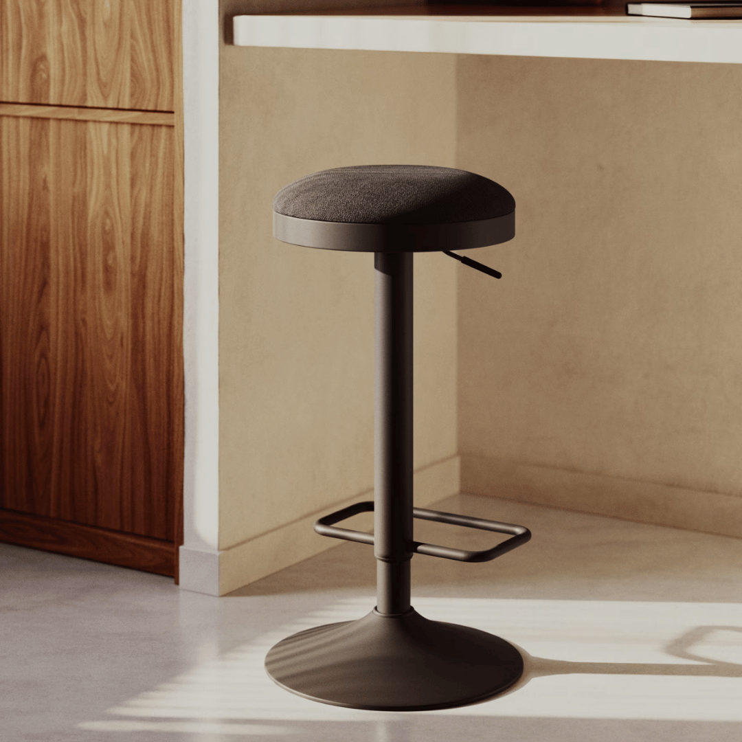 Tabouret de bar en acier noir avec siège rembourré pour cuisine
