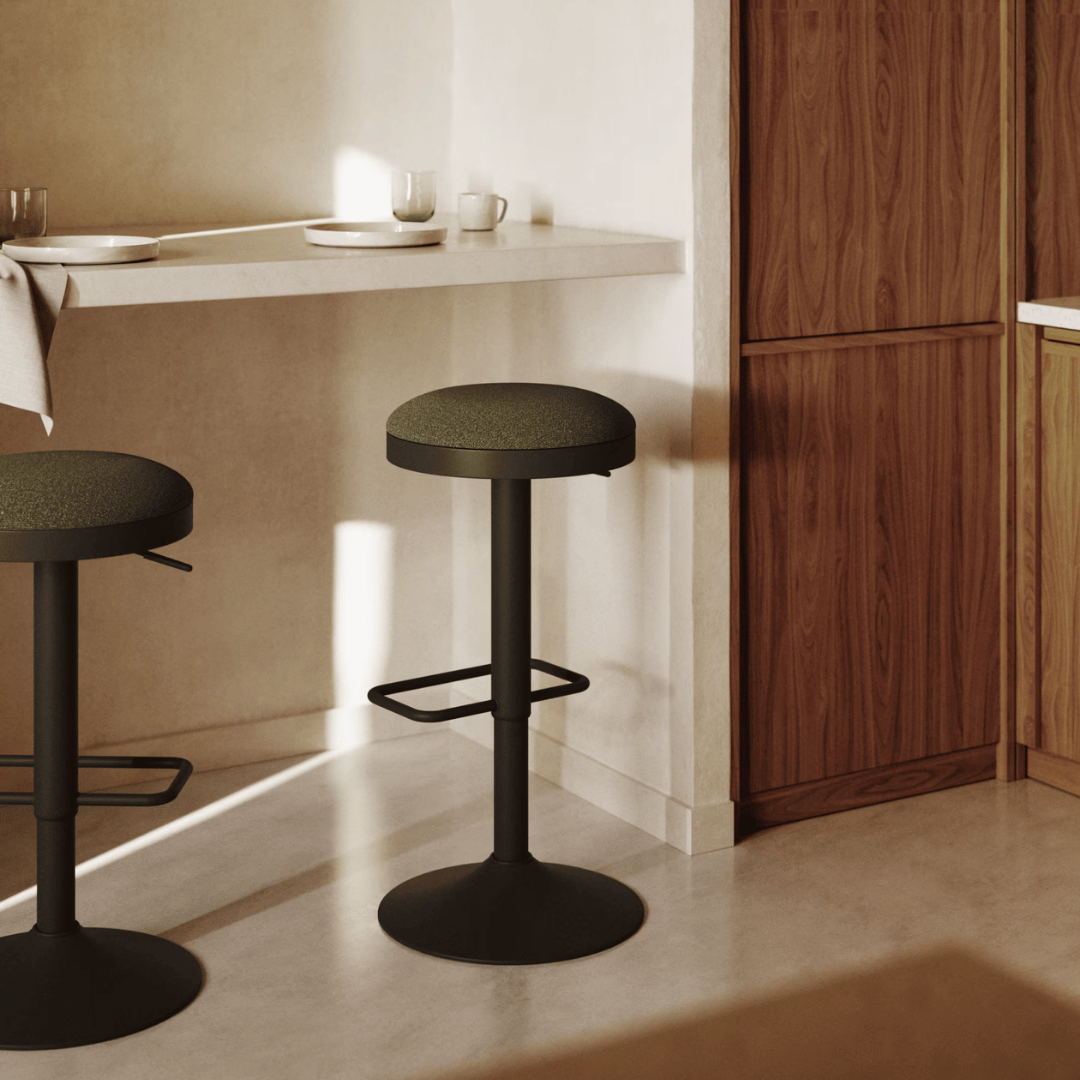 Tabouret de bar vert avec revêtement en tissu pour cuisine