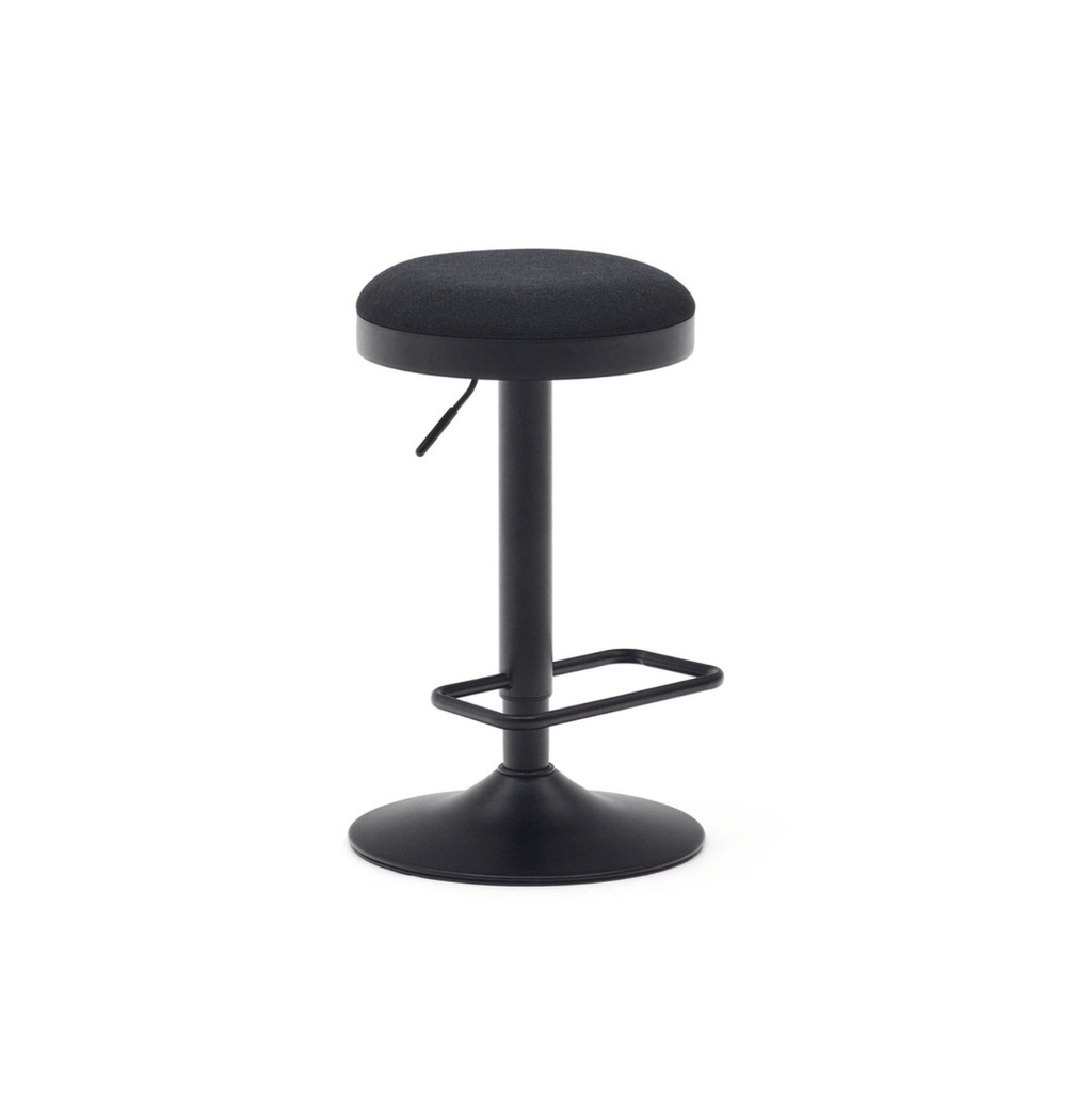 Tabouret de bar en acier noir avec siège rembourré pour cuisine