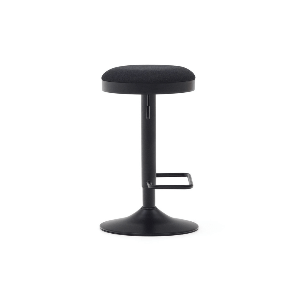 Tabouret de bar en acier noir avec siège rembourré pour cuisine