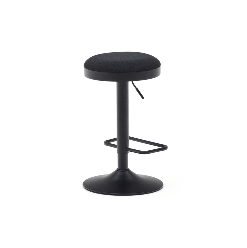 Tabouret de bar en acier noir avec siège rembourré pour cuisine