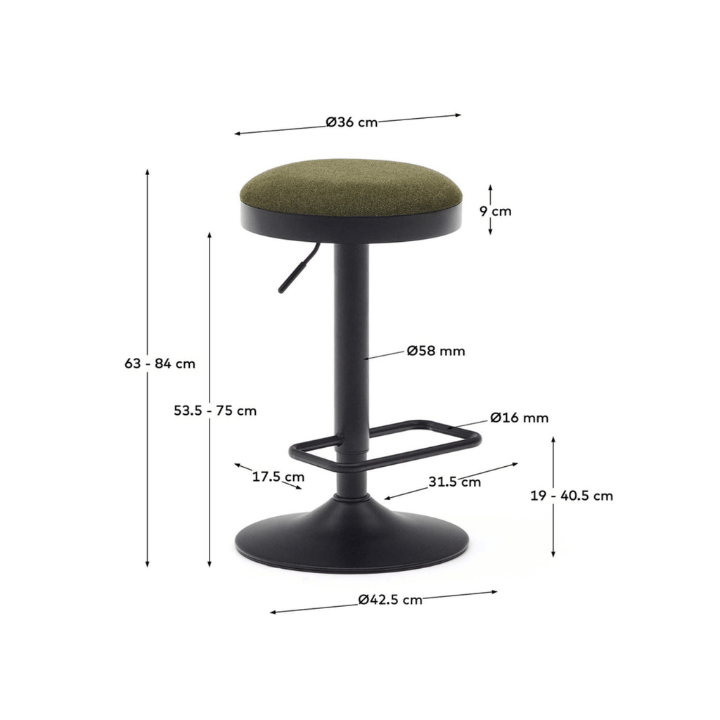 Tabouret de bar vert avec revêtement en tissu pour cuisine