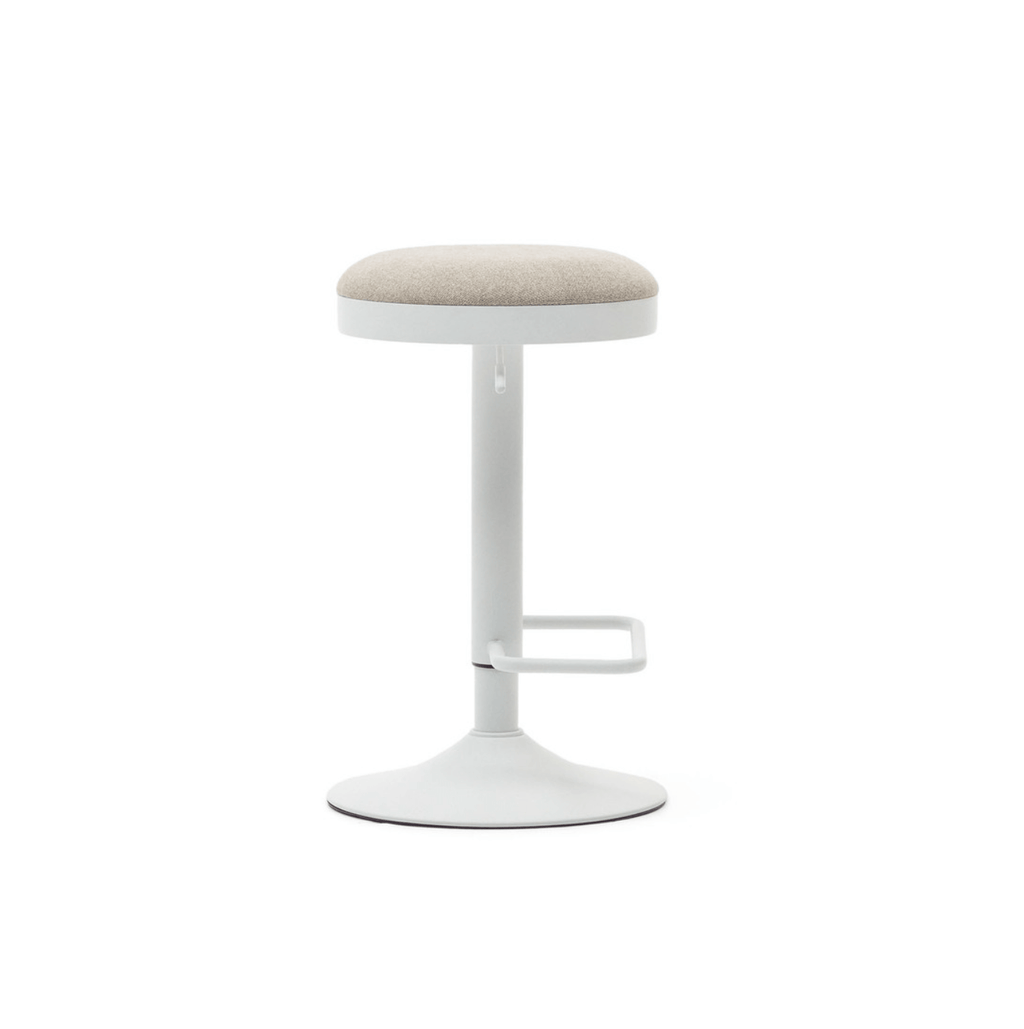 Tabouret de bar en acier beige avec assise rembourrée pour cuisine