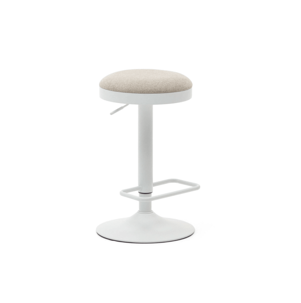 Tabouret de bar en acier beige avec assise rembourrée pour cuisine
