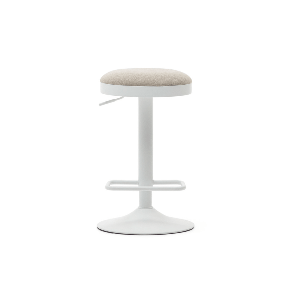 Tabouret de bar en acier beige avec assise rembourrée pour cuisine
