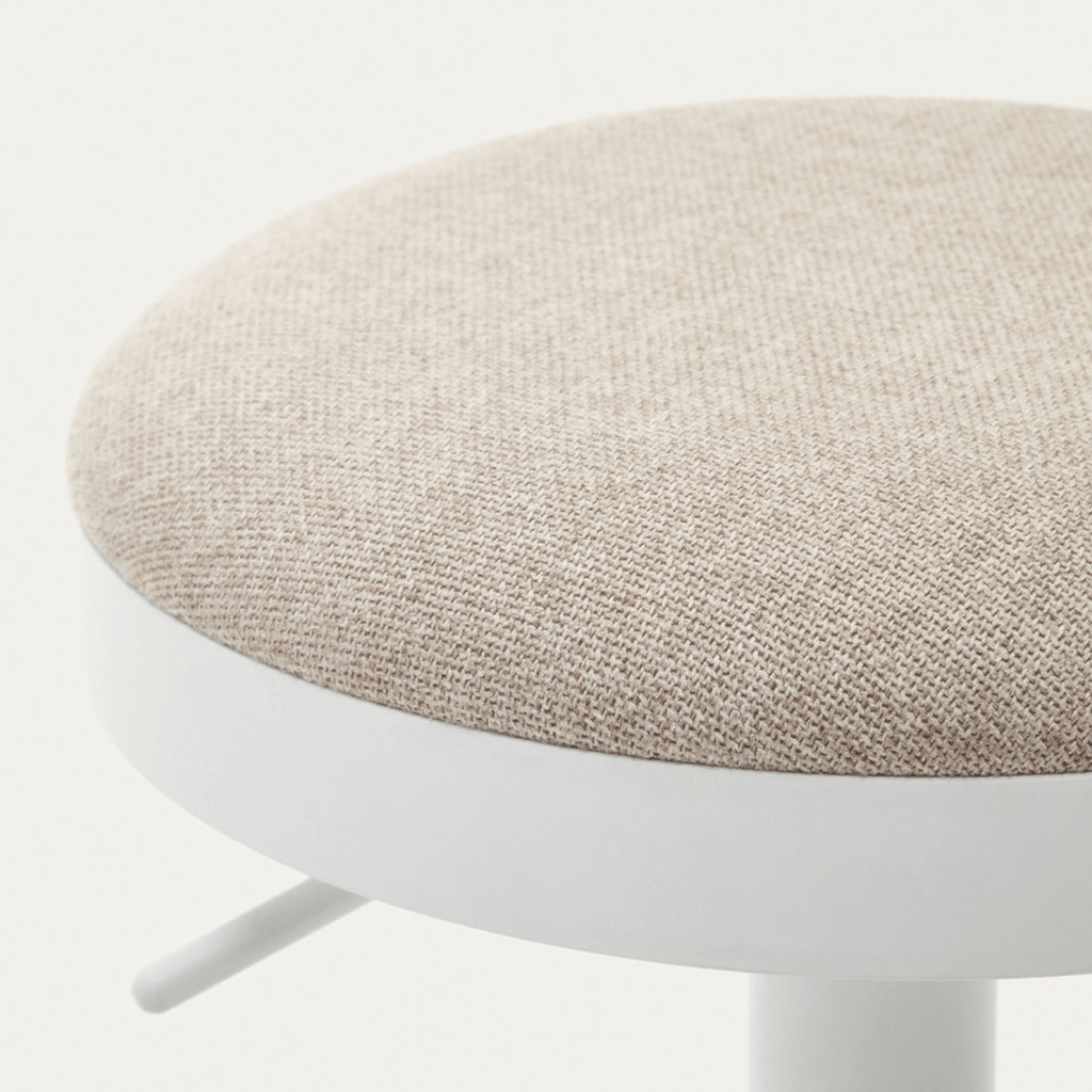 Tabouret de bar en acier beige avec assise rembourrée pour cuisine