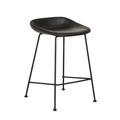 Tabouret de bar vintage en cuir noir mat avec dossier incurvé pour cuisine