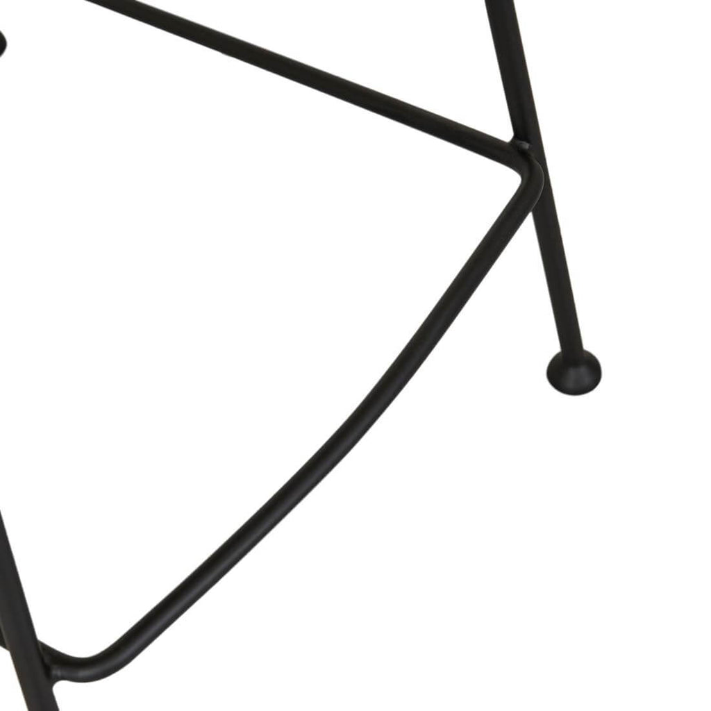 Tabouret de bar vintage en cuir noir mat avec dossier incurvé pour cuisine