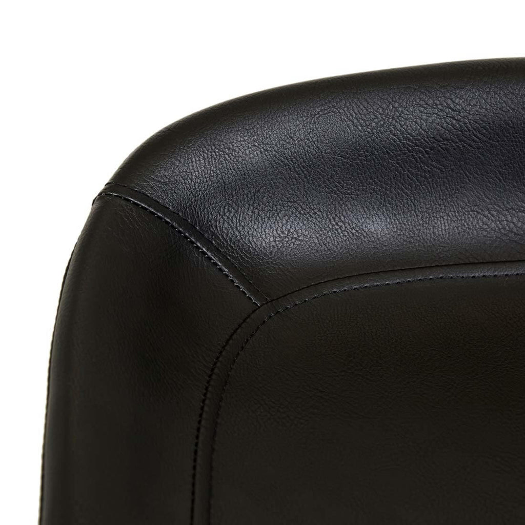 Tabouret de bar vintage en cuir noir mat avec dossier incurvé pour cuisine
