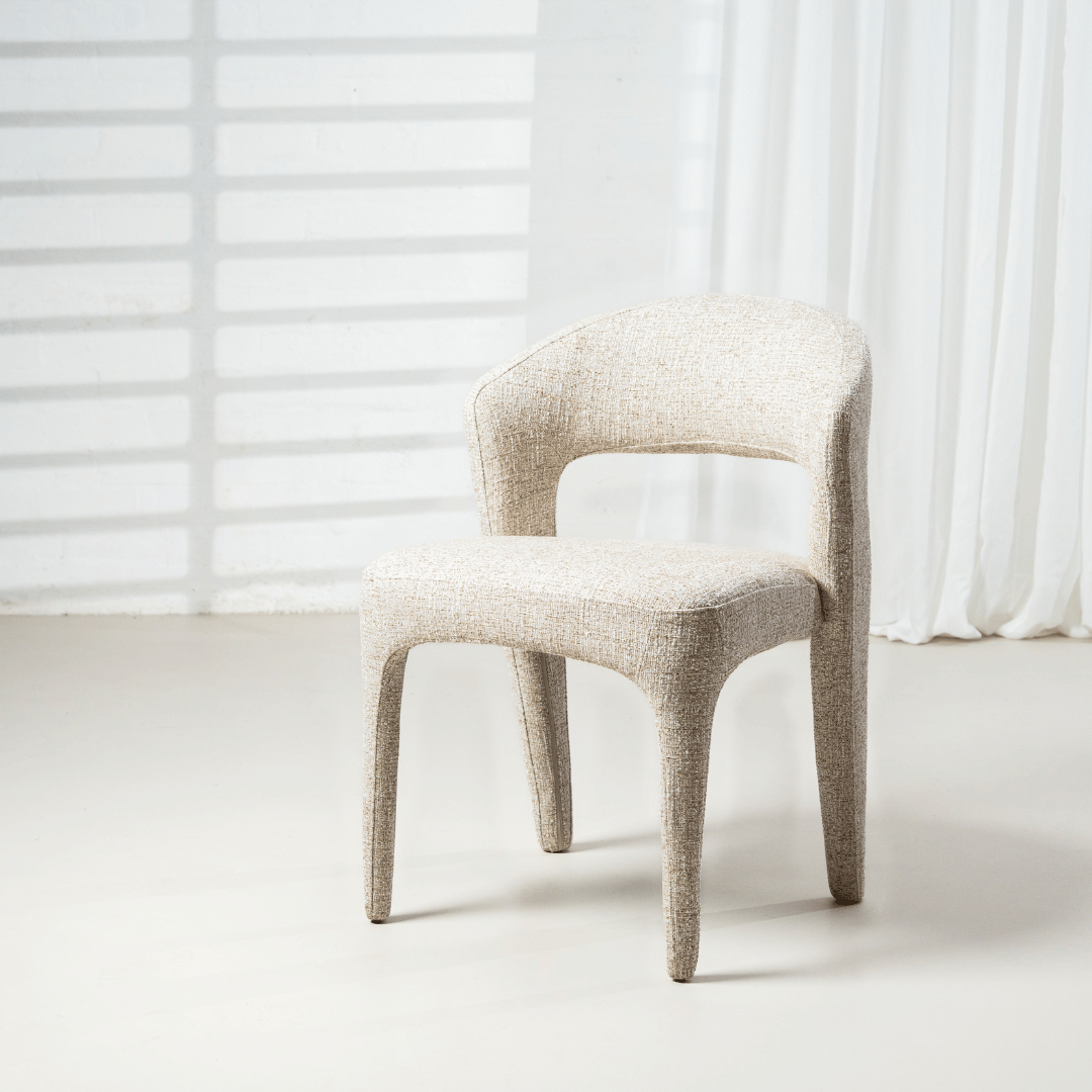 Chaise de salle à manger en tissu beige avec assise rembourrée