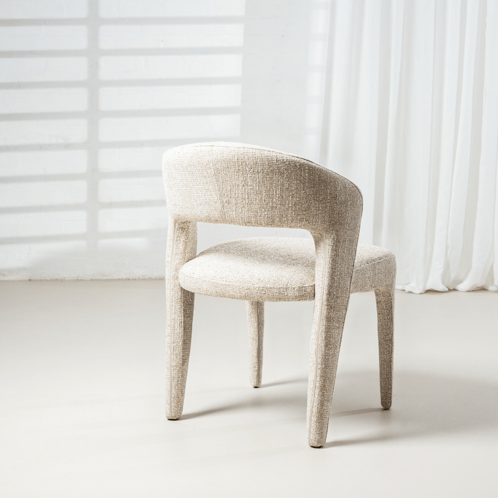 Chaise de salle à manger en tissu beige avec assise rembourrée