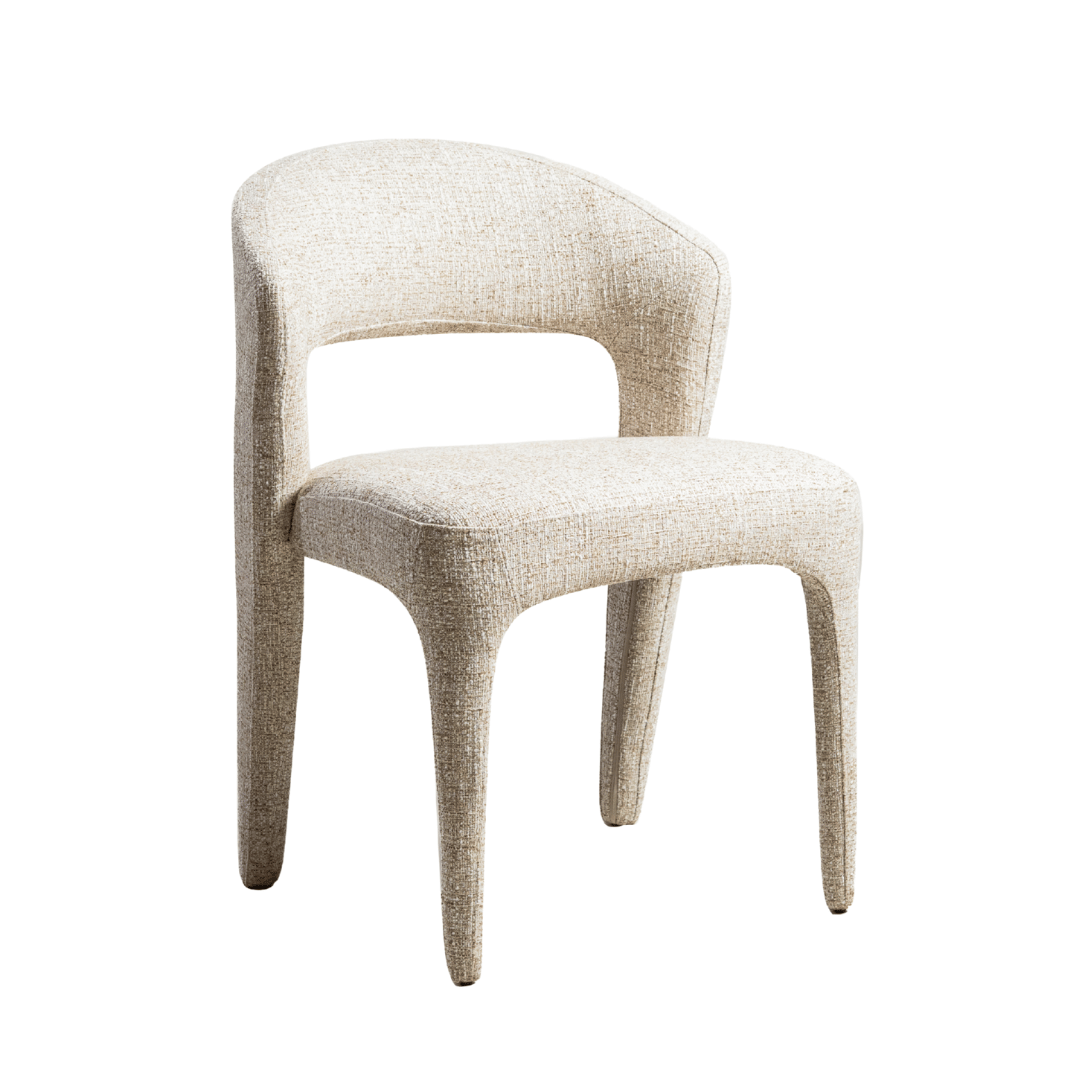 Chaise de salle à manger en tissu beige avec assise rembourrée